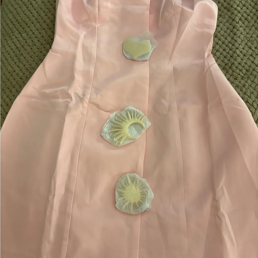 Brand New Commense Asymmetrical Satin Strapless Dress with Gold Accents Size Med - Picture 4 of 6